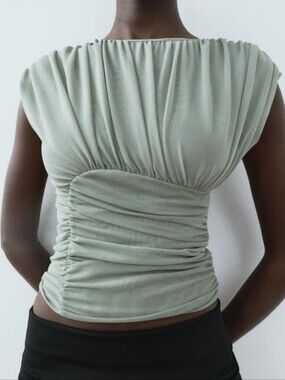 NWT Zara Tulle Ruched Top